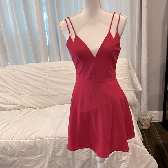 NBD the XNaven twins Hot Pink Fit and Flare Mini Dress. Back Zipper Lined. SM - Picture 3 of 14
